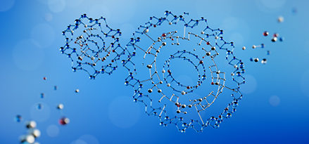 Blue molecules creating 2 cogs